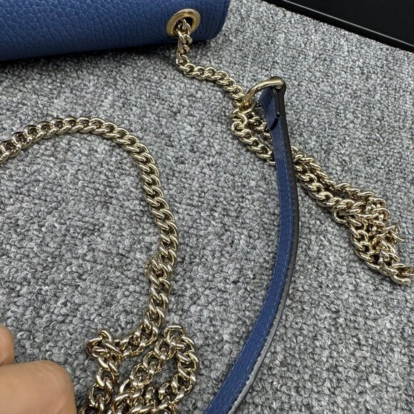 GUCCI Interlocking G Blue Leather Shoulder Bag 650-081525 - Picture 15 of 15